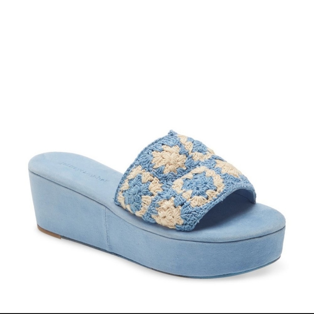 Jeffrey Campbell Mix Up crochet platform slide sandals